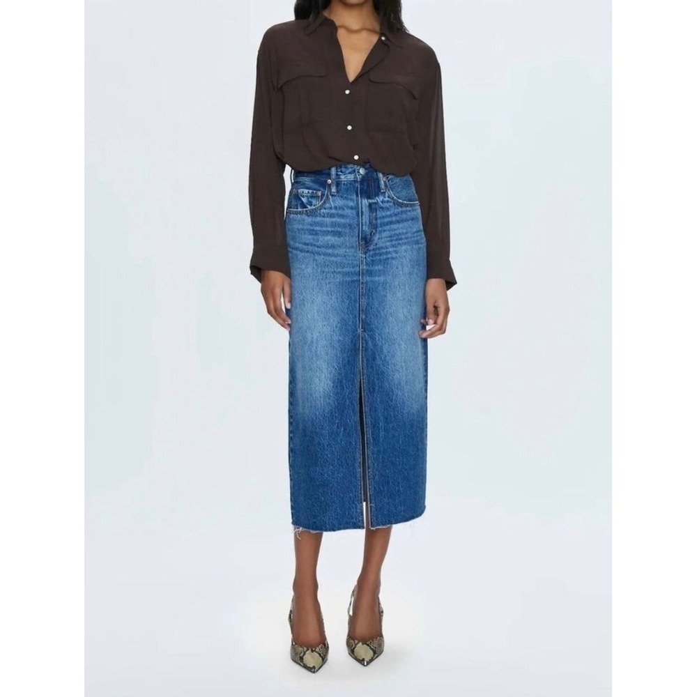 Pistola Alice Midi Skirt 28 Fairfax Denim Front Slit Western Boho 90s